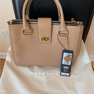 Escada Beige Satchel with Gold Accents
